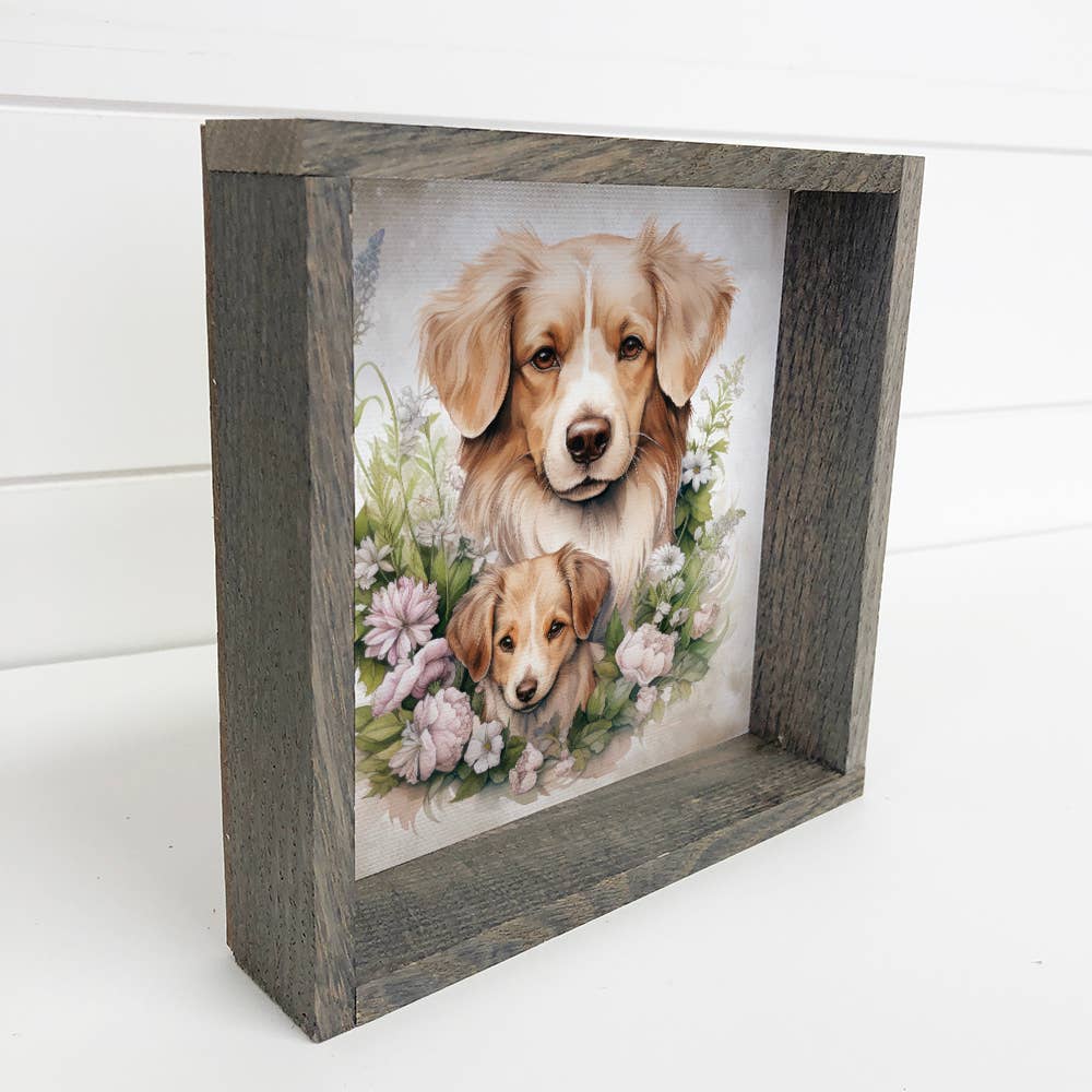 Mother Baby Nova Scotia Retriever - Dog Canvas Art - Framed