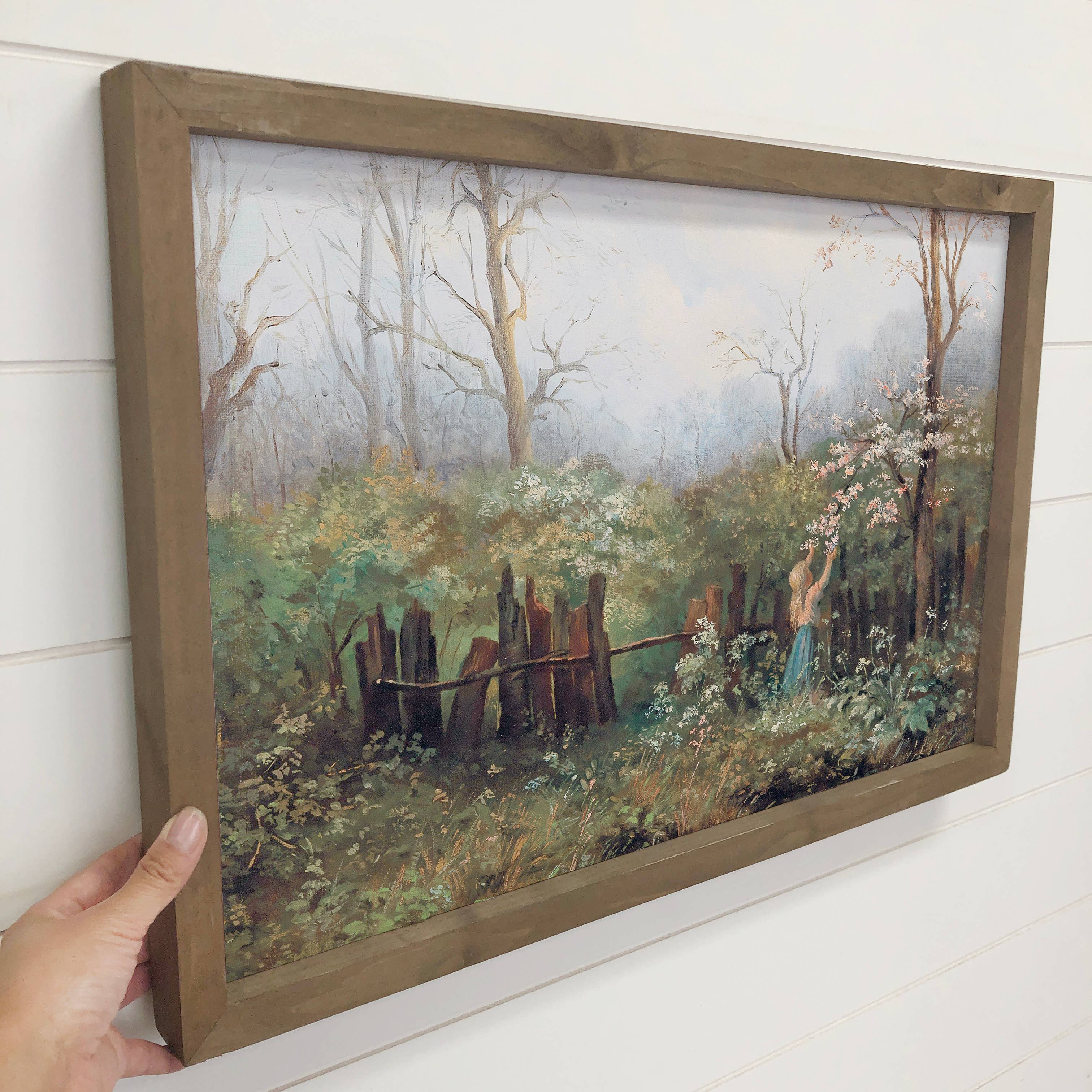 Girl in the Garden - Nature Canvas Art - Wood Framed Decor