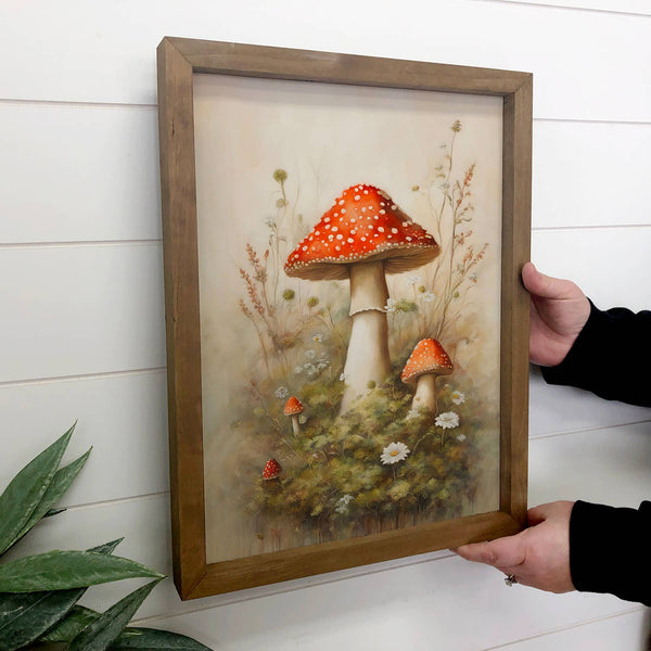 Fly Agaric Mushrooms Wall Art - Mushroom Canvas Art - Framed