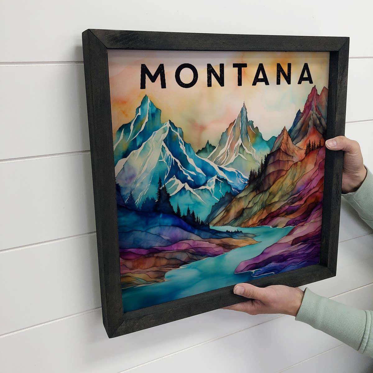 Vivid Mountain Colors Montana - Mountain Canvas Art - Framed