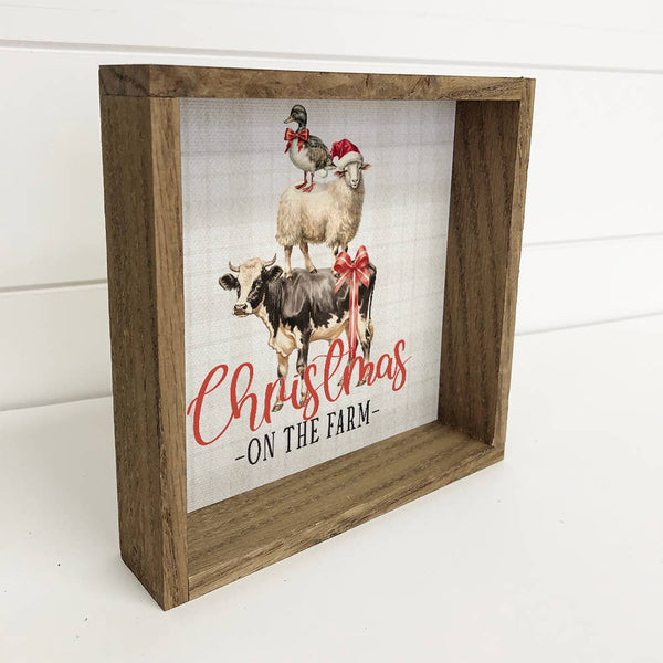 Christmas on The Farm - Animal Holiday Canvas Art - Framed