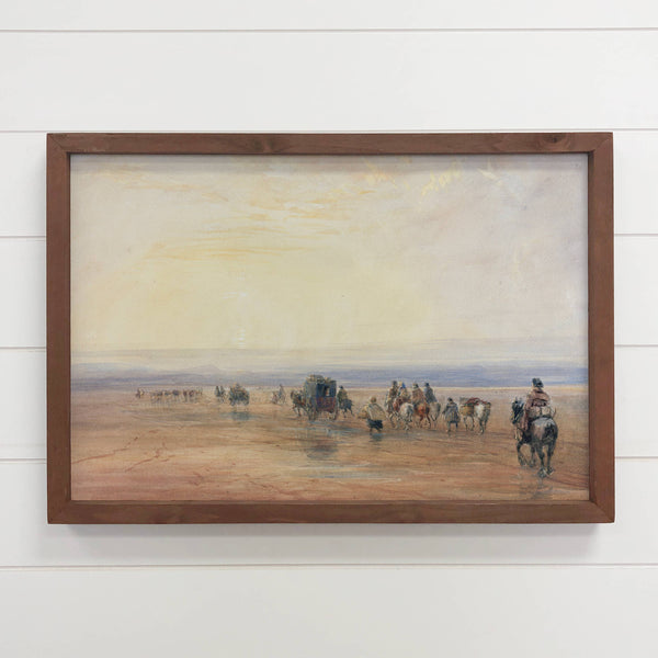 Vintage Migration - Desert Landscape Canvas Art - Framed Art