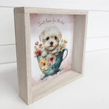 Here for the Tea Puppy - Cute Framed Animal Decor - Wall Art