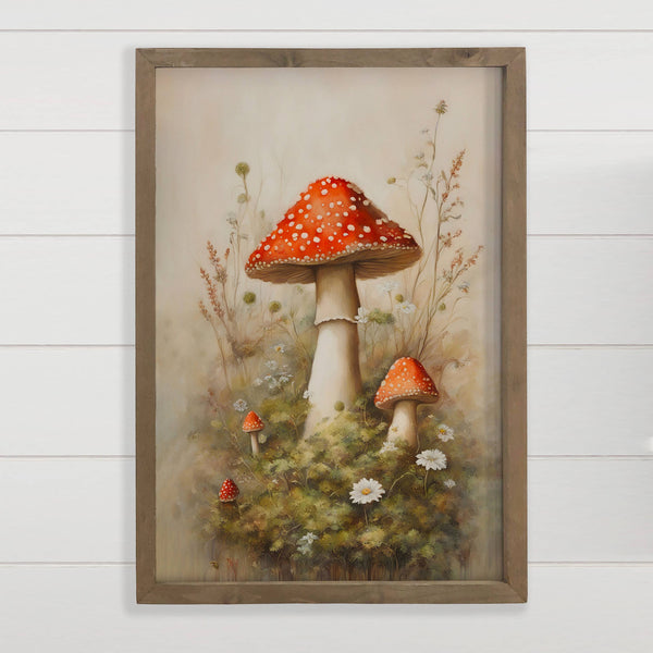 Fly Agaric Mushrooms Wall Art - Mushroom Canvas Art - Framed