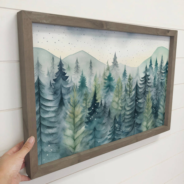 Mystic Green Pines - Nature Canvas Art - Wood Framed Decor