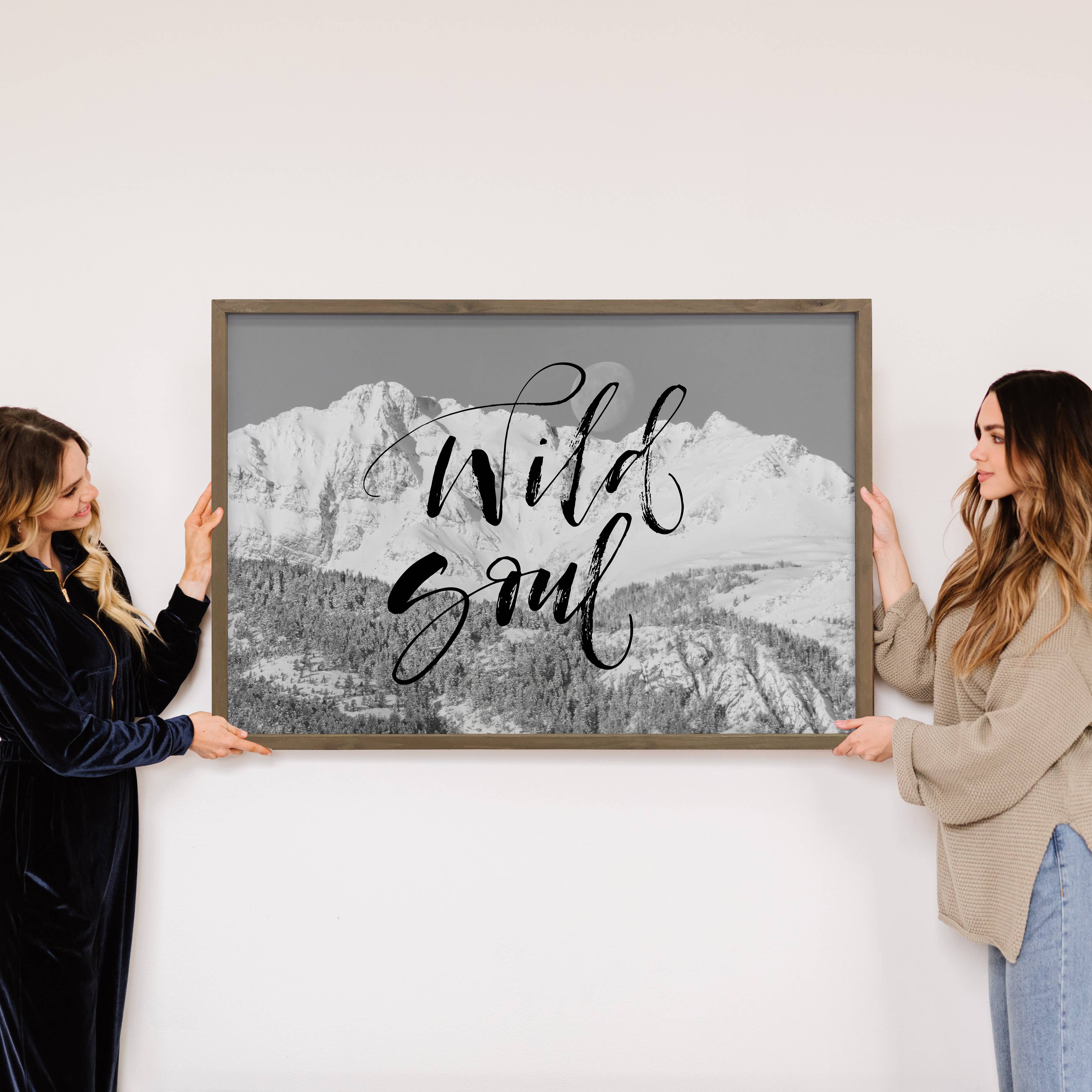 Wild Soul Mountains - Nature Word Art - Framed Canvas Art
