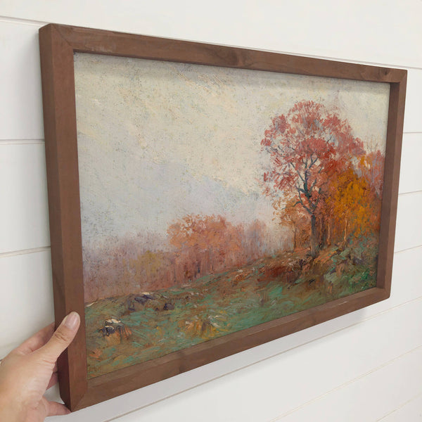 Fall November Morning - Fall Landscape Canvas Art - Framed