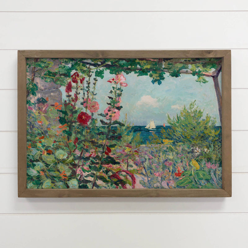 Flowers by the Shore - Flower Canvas Art - Wood Framed Art
