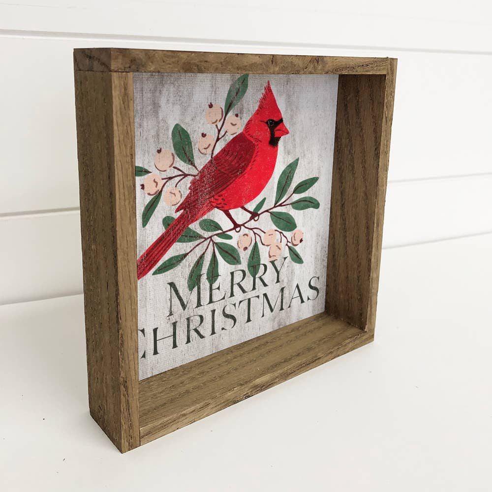 Merry Christmas Cardinal - Festive Red Bird Canvas Wall Art