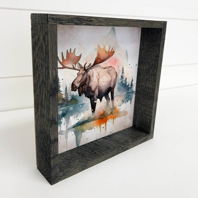 Moose Watercolor - Framed Animal Wall Art - Nature Decor