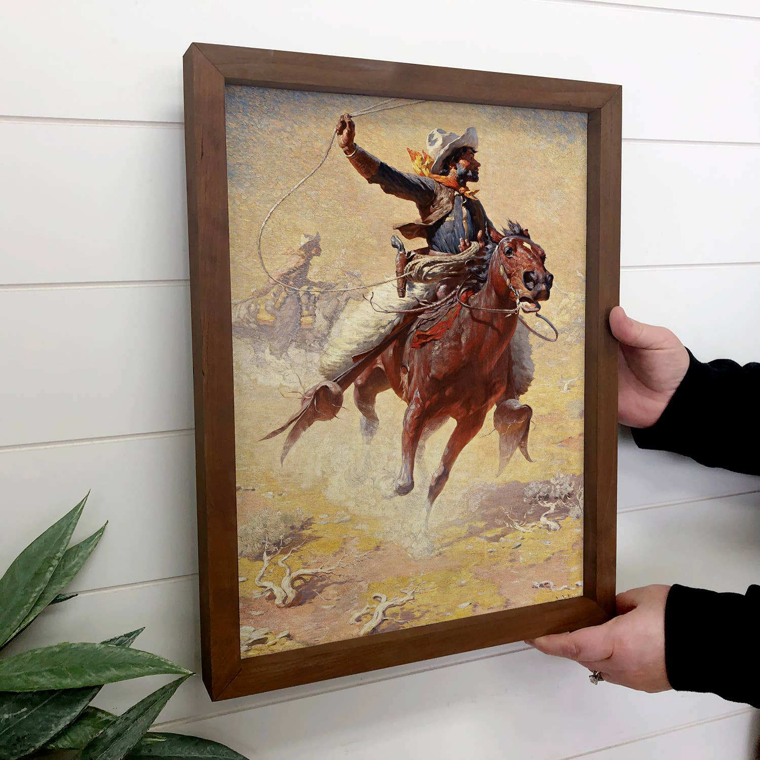 Cowboy Lasso - Ranch House Canvas Art - Wood Framed Decor