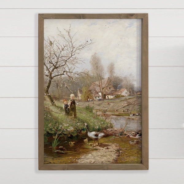 Cottage Children - Farmhouse Wall Decor - Framed Nature Art