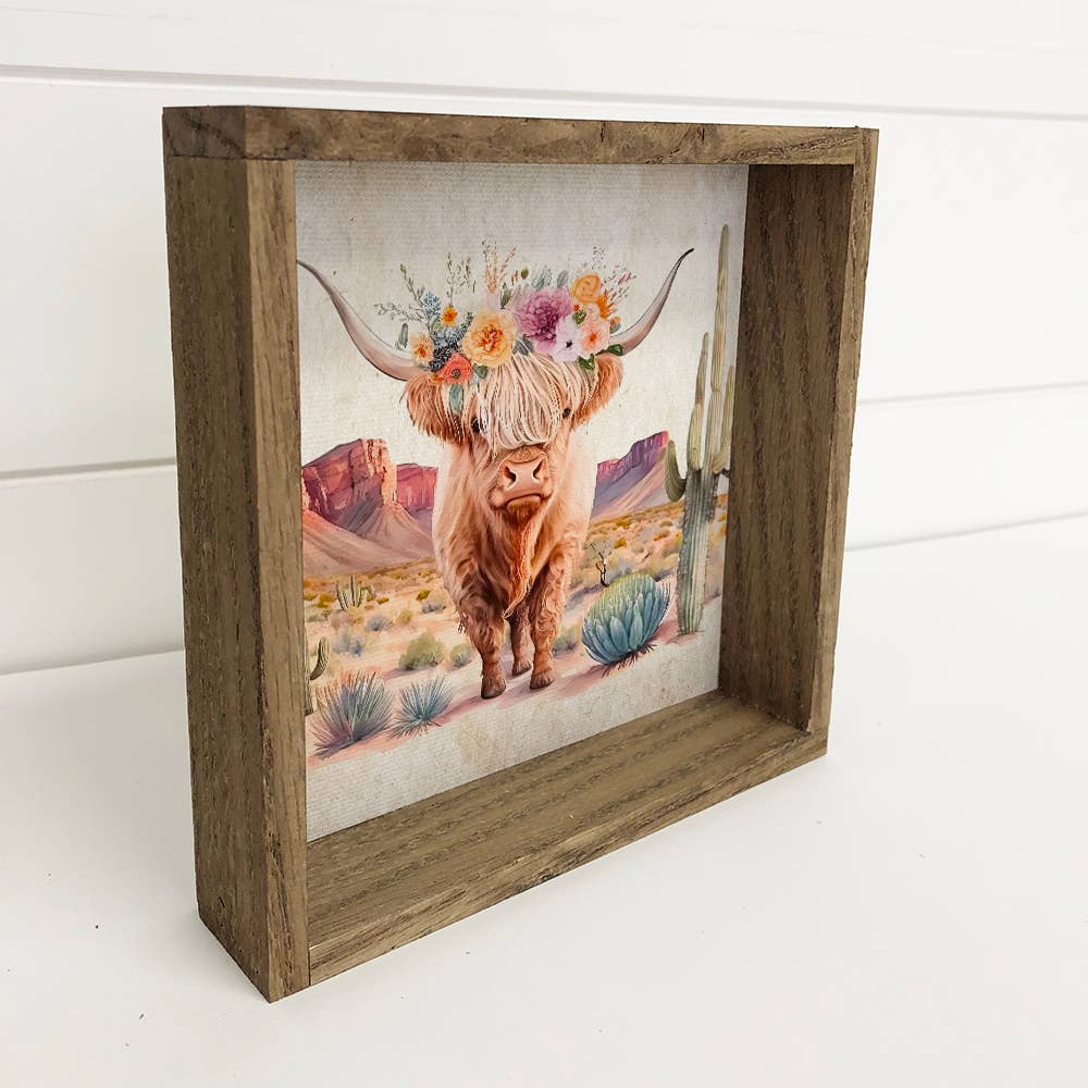 Highland Cow in Desert - Desert wall Art - Highland Cow