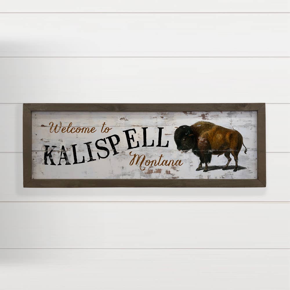 Personalized Welcome Sign - Framed Rustic Bison Wall Decor