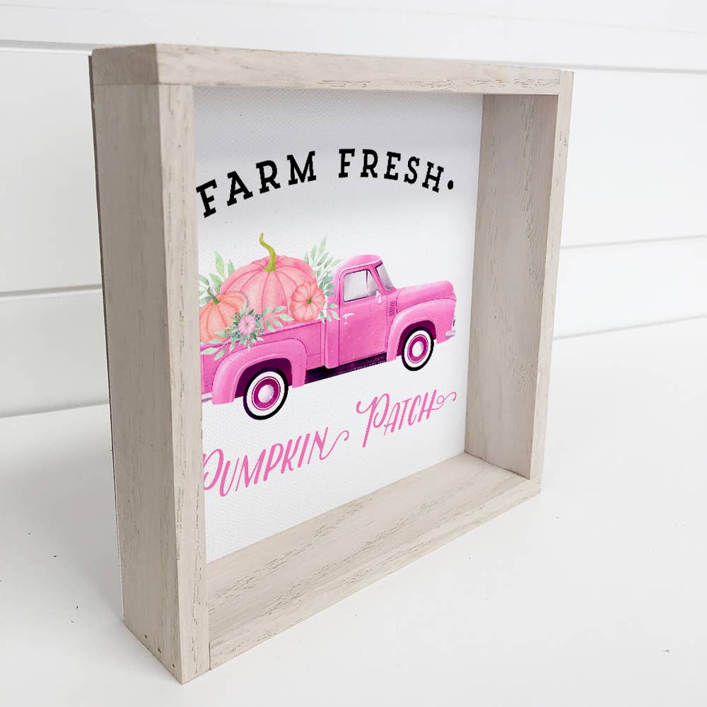 Pink Pumpkin Patch Vintage Truck Wood Sign