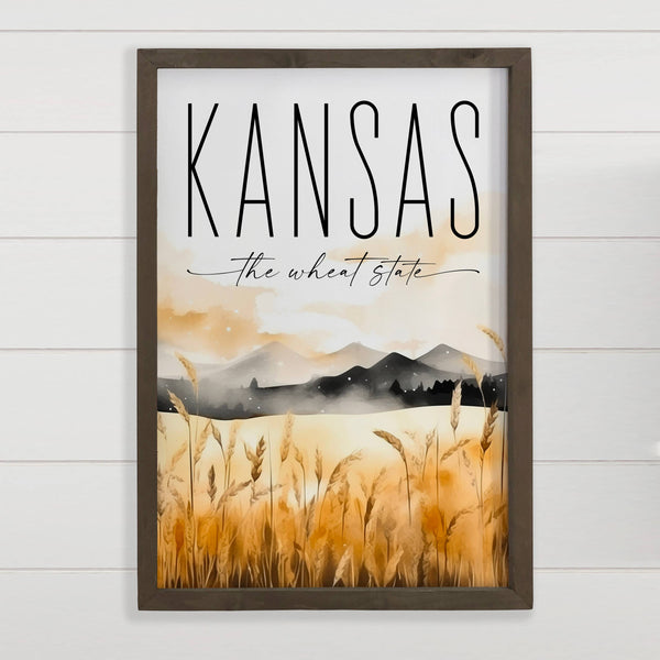 Custom Location Wheat Field Kansas - Framed Nature Wall Art