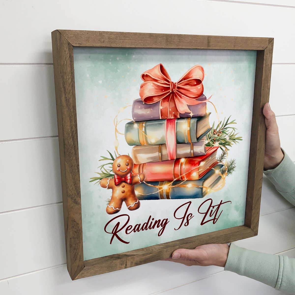 Reading is Lit Books Christmas Lights - Christmas Canvas Art