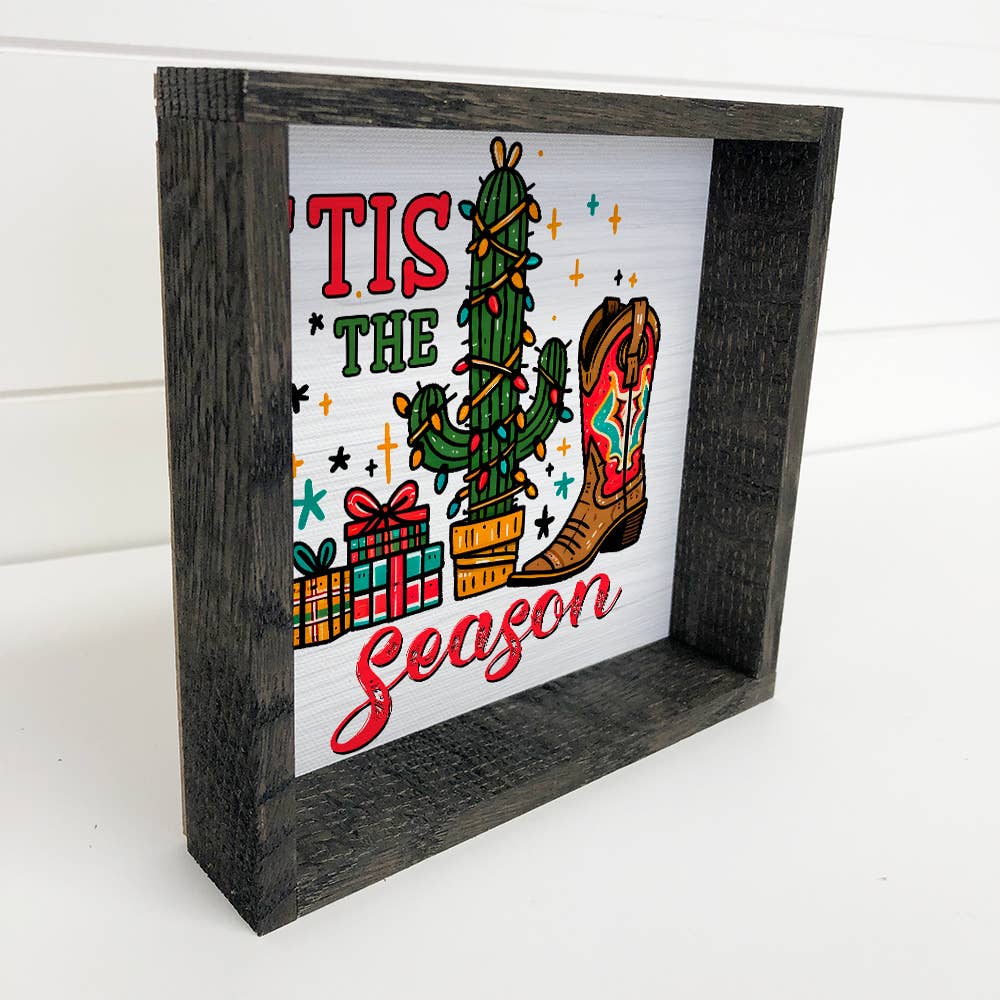 Tis The Season Western Christmas - Christmas Canvas Wall Art