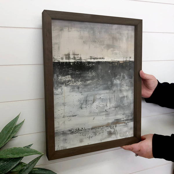 Abstract Monochromatic Black - Abstract Canvas Art - Framed