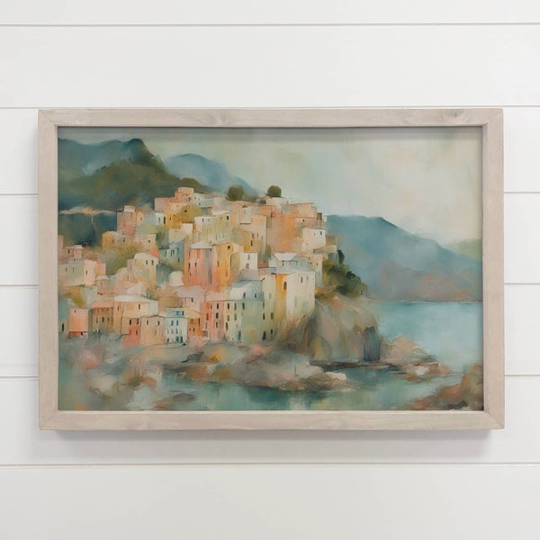 Abstract Cinque Terre - City Canvas Art - Wood Framed Decor