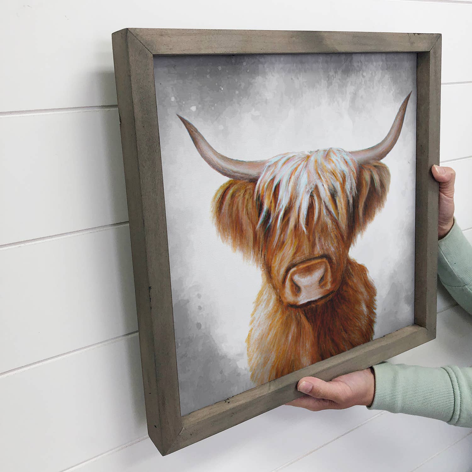 Framed Cow Painting - Highland Cow Painting