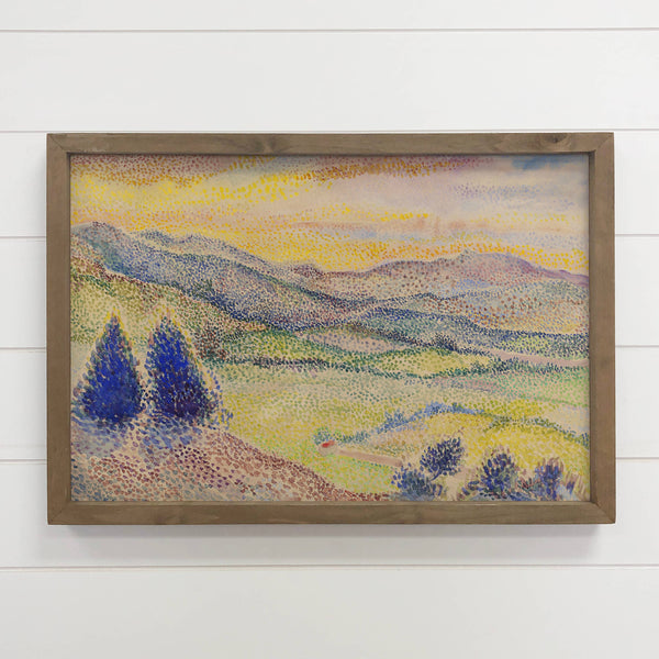 Dotted Mountain Range - Landscape Canvas Wall Art - Framed