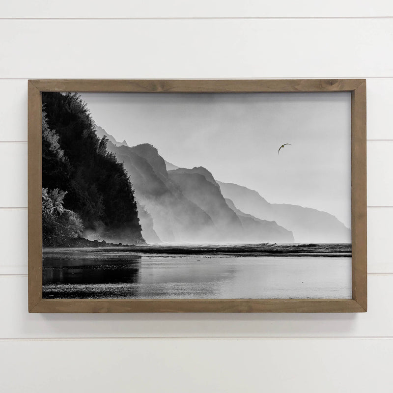 Napali Coast - Black & White Nature Photograph - Framed Art