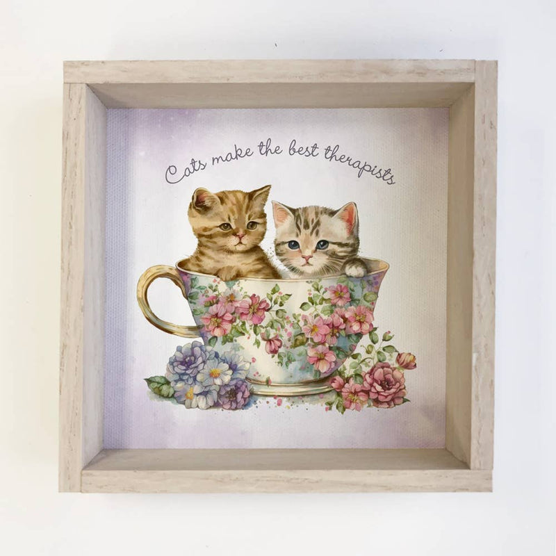 Cats Make the Best Therapists - Cute Framed Animal Decor -