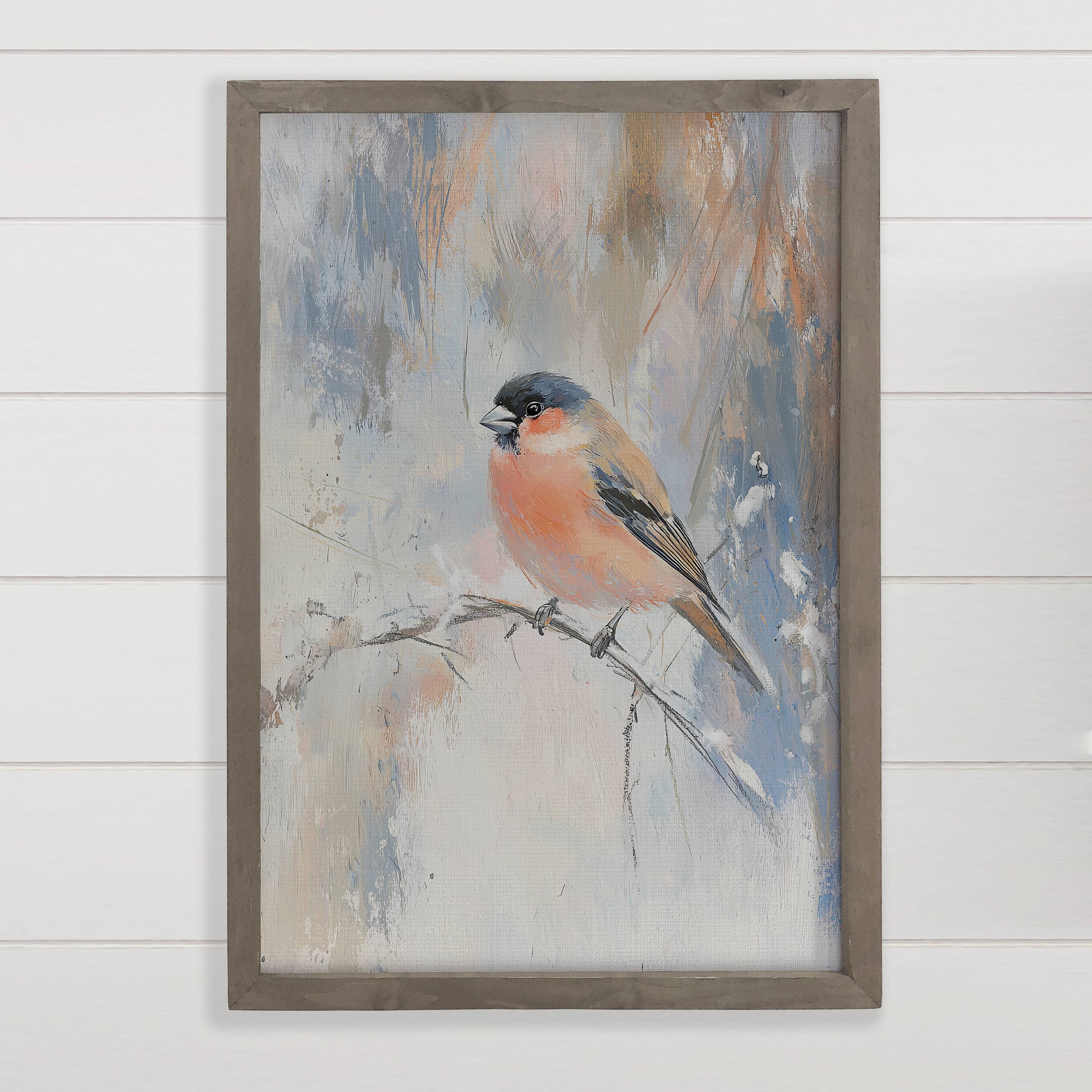 Winter Chickadee - Bird Canvas Art - Wood Framed Wall Art