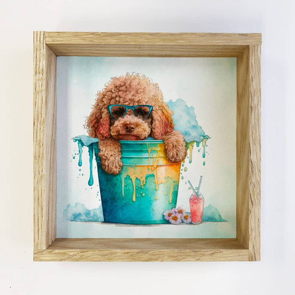 Golden Doodle Summer Dog Small Canvas Sign- Cute Dog Sign