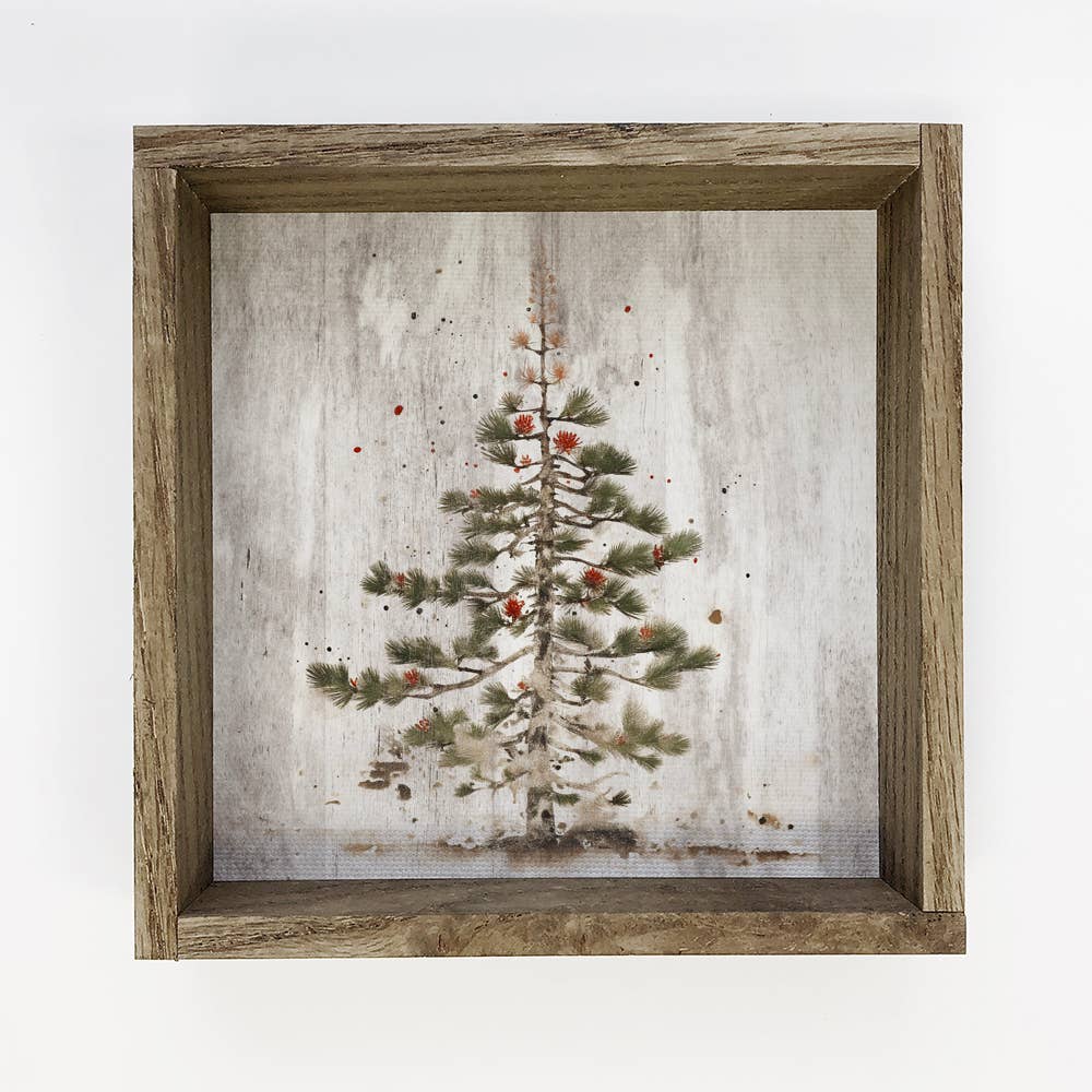 Twig Christmas Tree - Christmas Canvas Art - Framed Wall Art