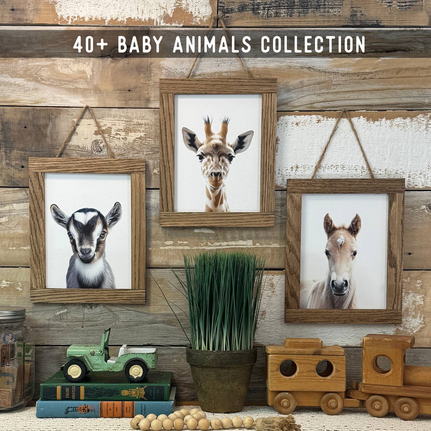 Cute Baby Monkey Framed Wall Art for Nursery or Kid's Room