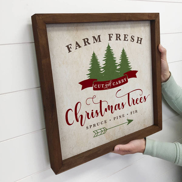 Farm Fresh Christmas Tree Small Canvas and Wood Home Decor