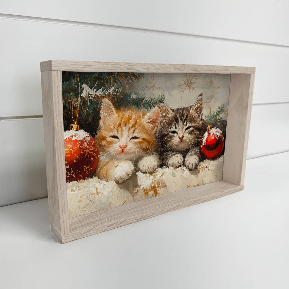 Sleepy Christmas Kittens - Little Girl Bedroom Holiday Art