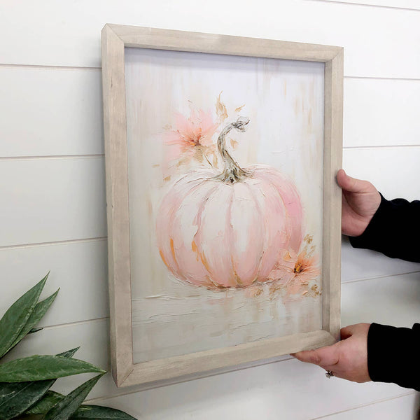 Pink Pumpkin - Nature Canvas Art - Wood Framed Fall Decor