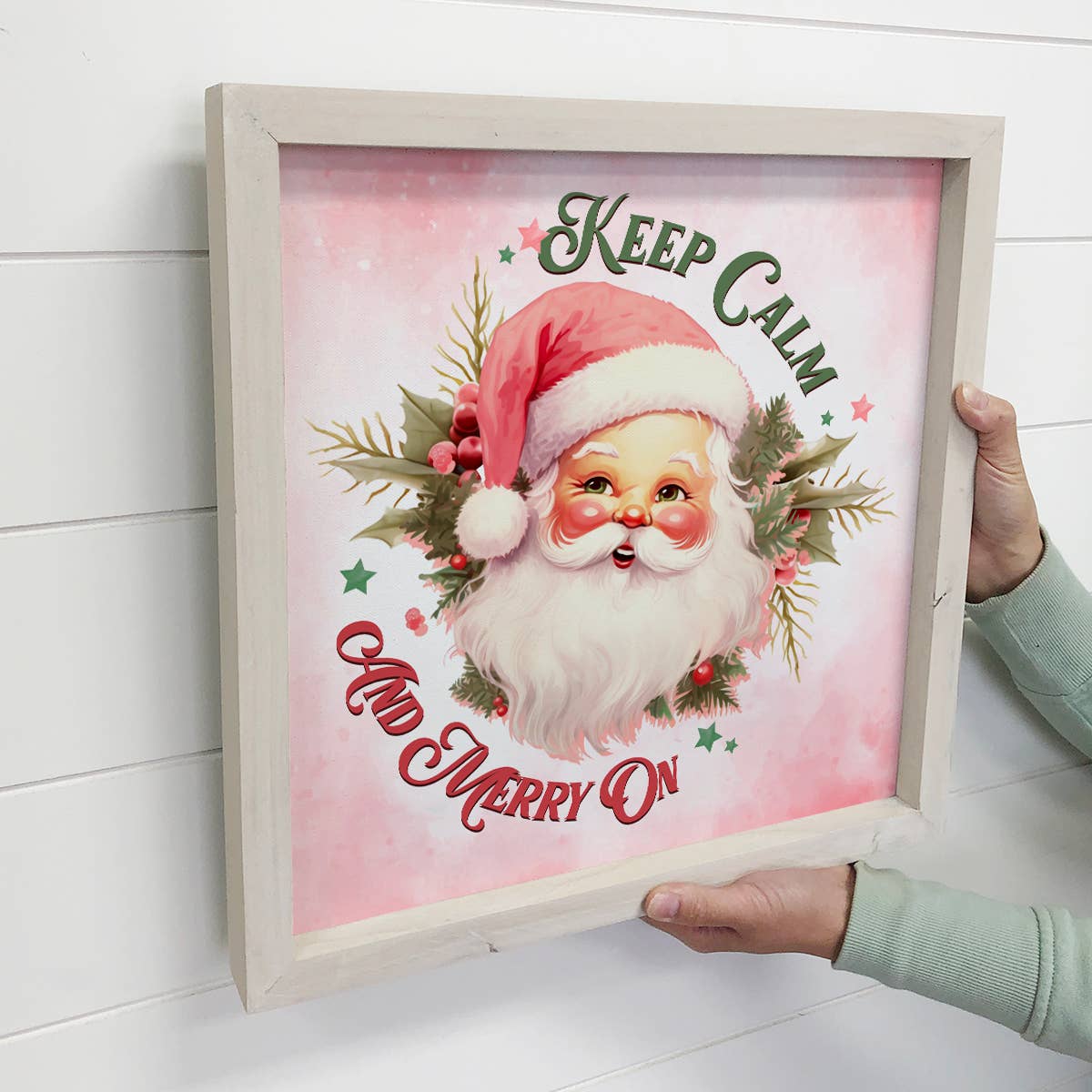 Pink Keep Calm & Merry On - Cute Holiday Canvas Wall Art