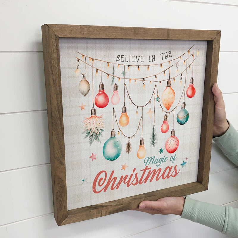 Vintage Believe In Magic Christmas Lights - Cute Holiday Art