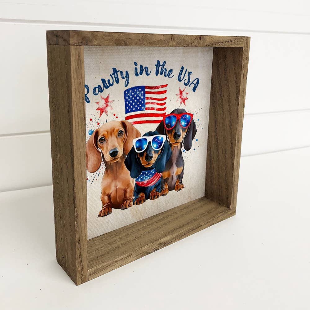 Pawty in the USA Wiener Dog - Cute Patriotic Puppies