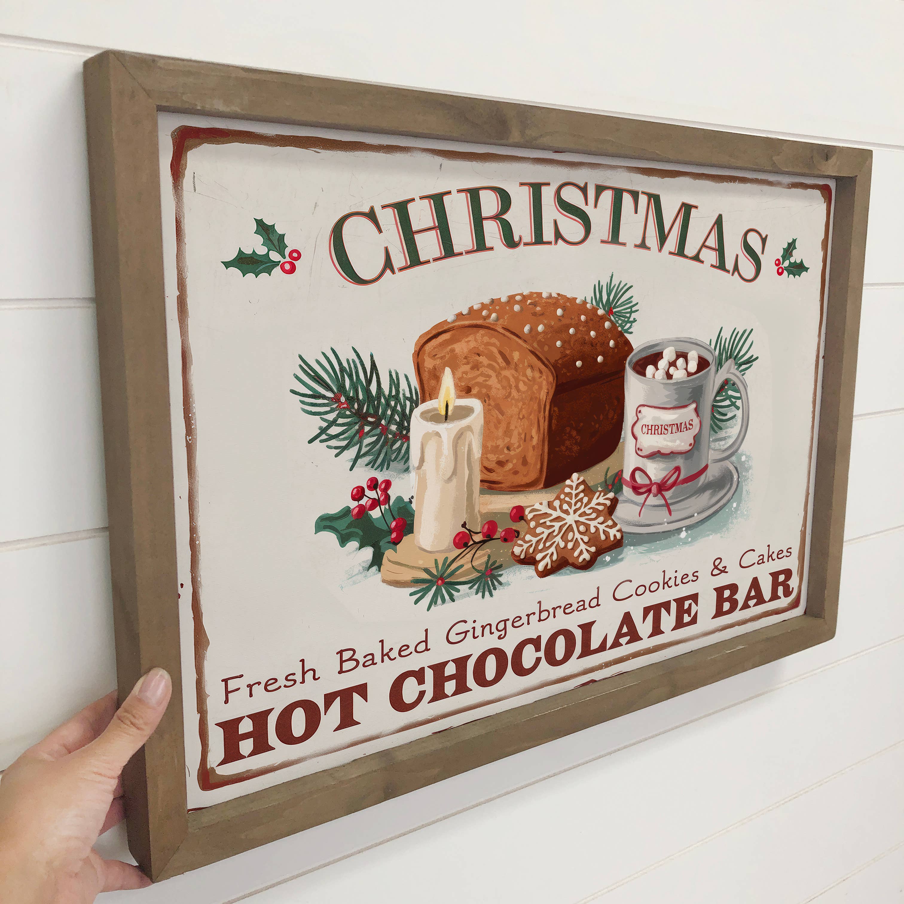 Christmas Hot Chocolate Bar - Christmas Canvas Sign - Framed