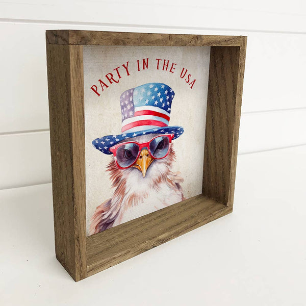 Partying in the USA Chick - Patriotic Wall Art - Cute Chick