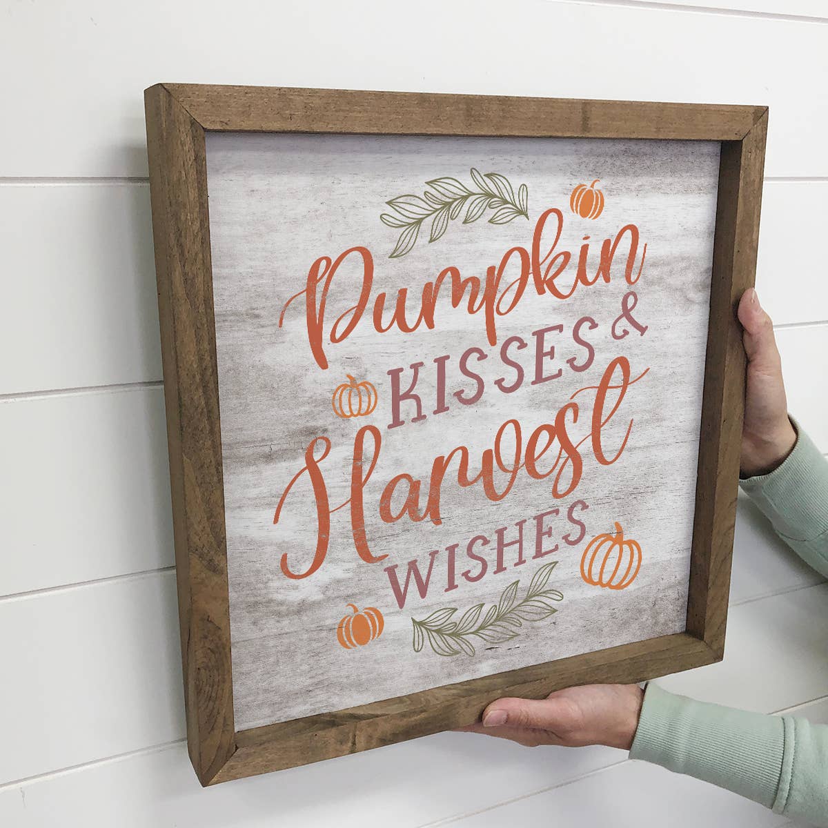 Pumpkin Kisses and Harvest Wishes - Fall Canvas Art - Framed