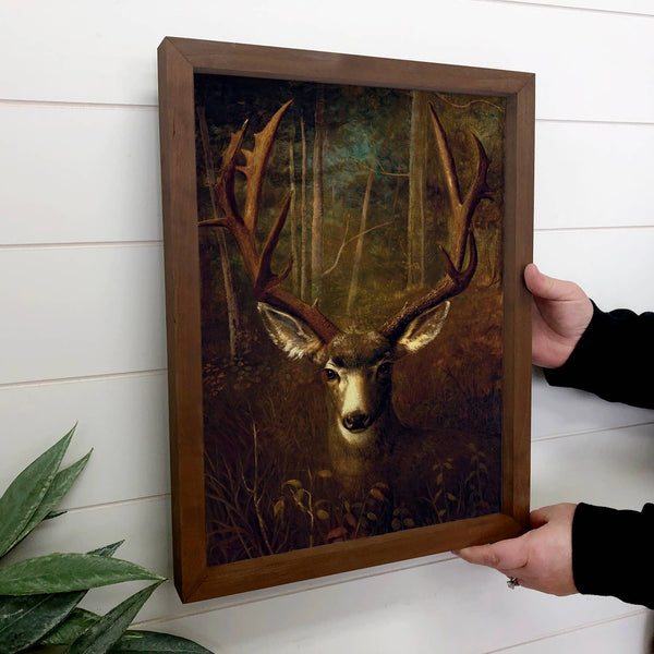 Stag Resting - Deer Canvas Wall Art - Wood Framed Wall Decor