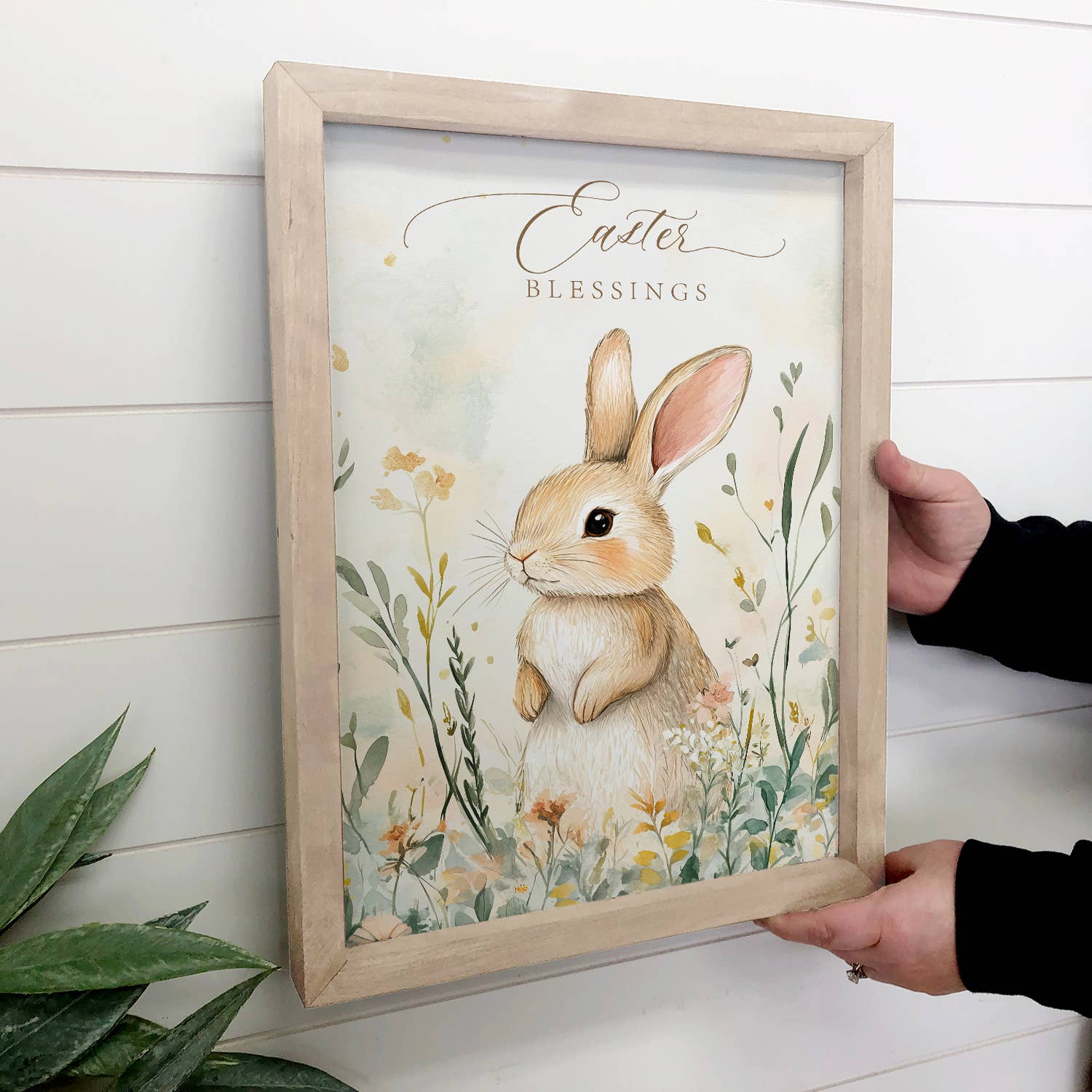 Sweet White Field Bunny - Bunny Canvas Art - Wood Framed Art