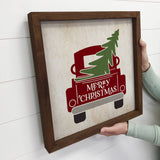 Merry Christmas Truck Back Small Canvas Sign