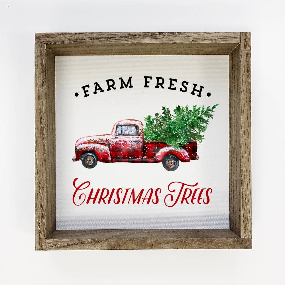 Black & Red Buffalo Check Plaid Christmas Truck Wood Art