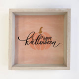 Happy Halloween Pumpkin with Whitewash Frame