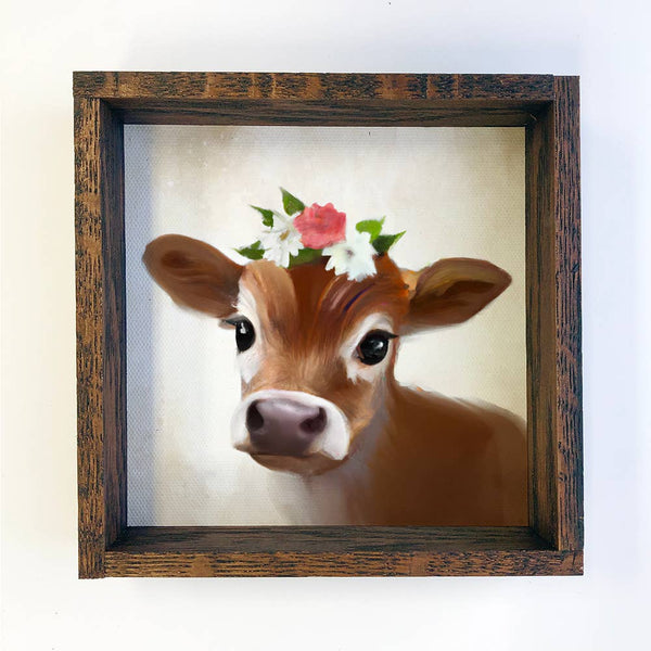 Baby Brown Cow Flower- Farmhouse Sign Baby Brown