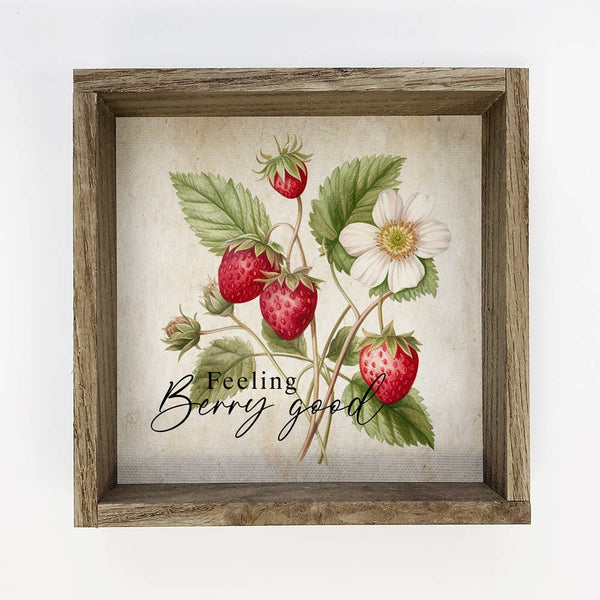 Feeling Berry Good - Strawberry Word Art - Cute Strawberry