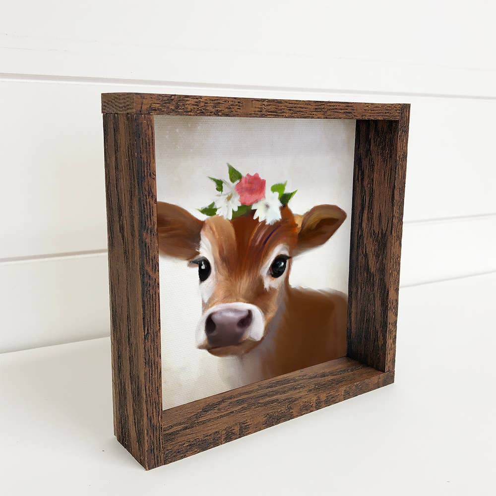 Baby Brown Cow Flower- Farmhouse Sign Baby Brown