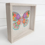 Folksy Blooming Butterfly - Butterfly Canvas Art - Framed